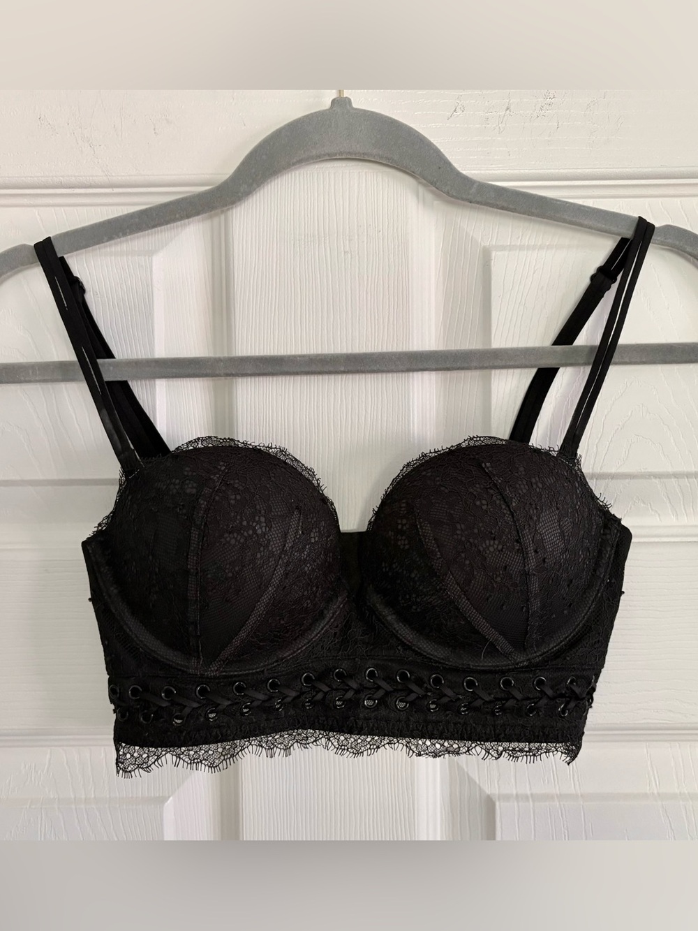 Victoria's Secret Black Lace Longline Bra